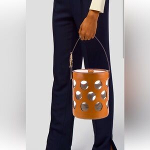 Tory Burch tan leather and Perspex bag